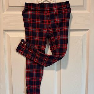 Plaid Kids Leggings - Red and Navy